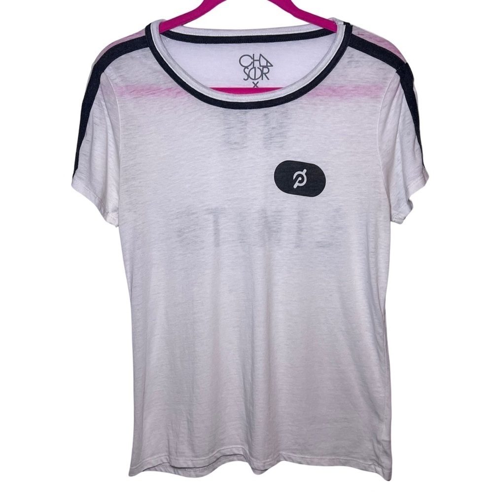 Chaser x Peloton White Tshirt Size Medium Athletic Cycling
